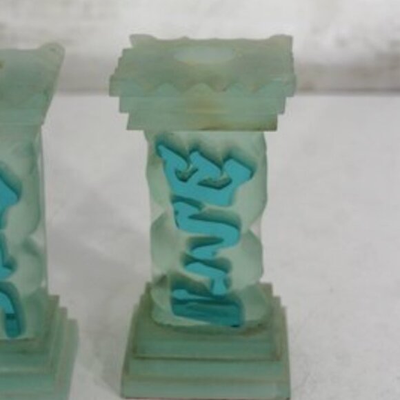 Vintage Shabbat Candlesticks Art Deco Style - Picture 3 of 8